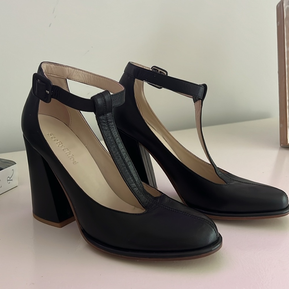 See by Chloé Black Mary Jane Heels size 37.5